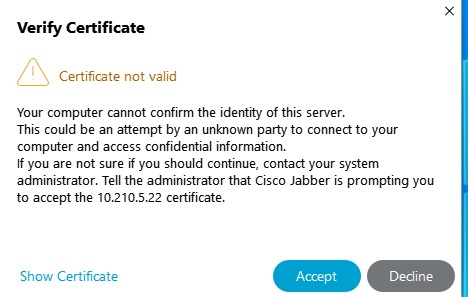 verify certifficvate screen shot